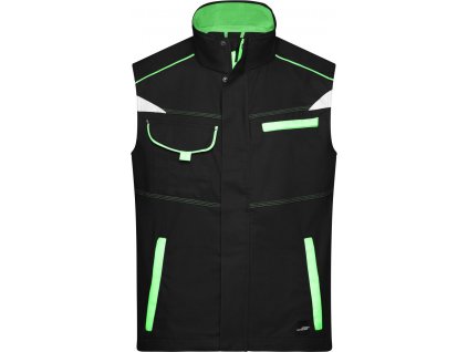James & Nicholson | JN 850 Pracovná vesta - Color_02.085 (Farba black/lime green, Veľkosť XS)