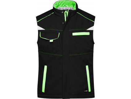 James & Nicholson | JN 854 Pracovná zimná softshellová vesta - Color_02.0854 (Farba black/lime green, Veľkosť XS)