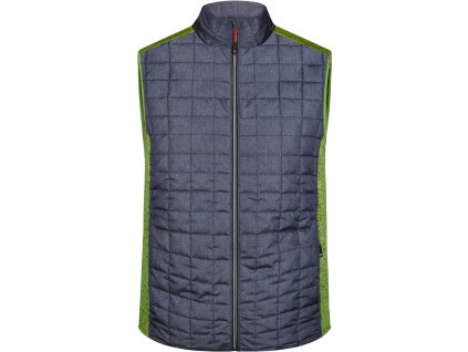 James & Nicholson | JN 740 Pánska pletená hybridná vesta_02.074 (Farba kiwi melange/anthracite melange, Veľkosť S)