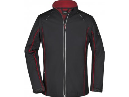 James & Nicholson | JN 1121 Dámska softshellová bunda s odopínacími rukávmi_02.1121 (Farba black/red, Veľkosť S)
