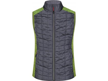 James & Nicholson | JN 739 Dámska pletená hybridná vesta_02.0739 (Farba kiwi melange/anthracite melange, Veľkosť XS)
