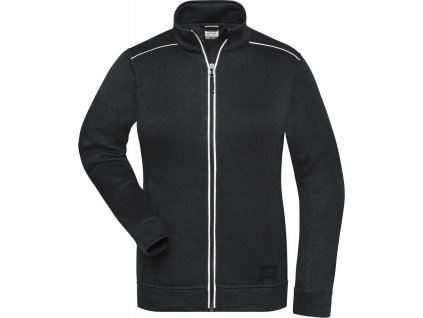 James & Nicholson | JN 897 Dámska pracovná pletená fleecová bunda - Solid_02.0897 (Farba black/black, Veľkosť XS)