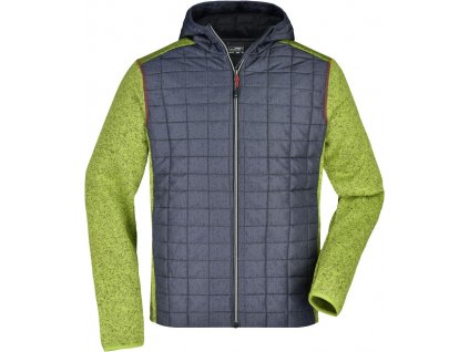 James & Nicholson | JN 772 Pánska pletená hybridná bunda_02.0772 (Farba kiwi melange/anthracite melange, Veľkosť S)