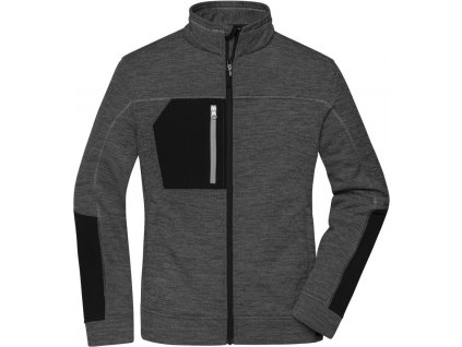 James & Nicholson | JN 1817 Dámska pletená fleecová bunda_02.1817 (Farba black melange/black/silver, Veľkosť XS)