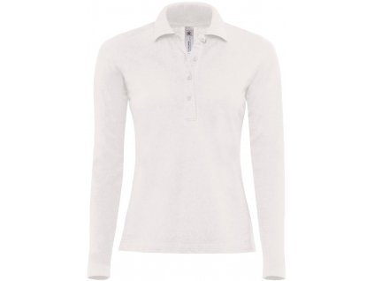 B&C | Safran Pure LSL /women Dámske piqué polo s dlhým rukávom_01.0456 (Farba white, Veľkosť XS)