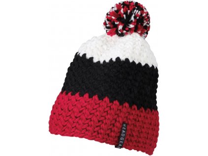 Myrtle Beach | MB 7940 3-farebná háčkovaná čiapka s brmbolcom_03.794 (Farba red/black/white, Veľkosť onesize)