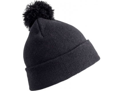 Result Winter Essentials | RC028J Detská Pletená čiapka s brmbolcom_28.028J (Farba black, Veľkosť onesize)