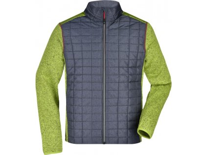 James & Nicholson | JN 742 Pánska pletená hybridná bunda_02.0742 (Farba kiwi melange/anthracite melange, Veľkosť S)