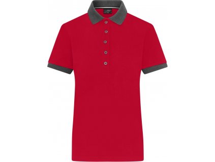 James & Nicholson | JN 1303 Dámske kontrastné piqué polo_02.1303 (Farba red/anthracite melange, Veľkosť XS)