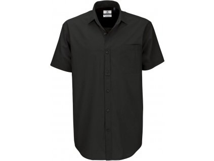 B&C | Heritage SSL /men Popelínová košeľa s krátkym rukávom_01.0P42 (Farba black, Veľkosť S)