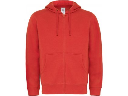 B&C | Hooded Full Zip /men Pánska mikina s kapucňou_01.0647 (Farba red, Veľkosť S)