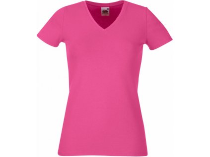 F.O.L. | Lady-Fit V-Neck T Dámske elastické tričko s výstrihom do V_16.1382 (Farba fuchsia, Veľkosť XS)