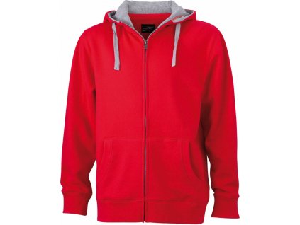 James & Nicholson | JN 963 Pánska mikina s kapucňou "Lifestyle"_02.0963 (Farba red/grey heather, Veľkosť S)