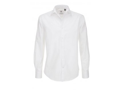 B&C | Black Tie LSL /men Popelínová elastická košeľa s dlhým rukávom_01.0P21 (Farba white, Veľkosť S)