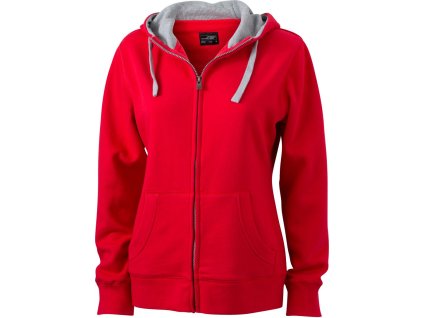 James & Nicholson | JN 962 Dámska mikina s kapucňou "Lifestyle"_02.0962 (Farba red/grey heather, Veľkosť S)