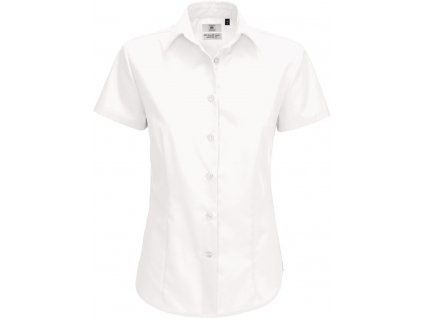 B&C | Smart SSL /women Blúzka zo zmiešaného popelínu s krátkym rukávom_01.0P64 (Farba white, Veľkosť XS)