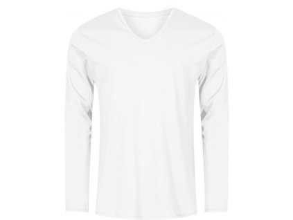 Promodoro | 1460 Pánske tričko s dl. rukávom a výstrihom do V - X.O_40.146 (Farba white, Veľkosť XS)