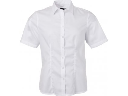 James & Nicholson | JN 683 Mikro keprová blúzka s krátkym rukávom_02.0683 (Farba white, Veľkosť XS)