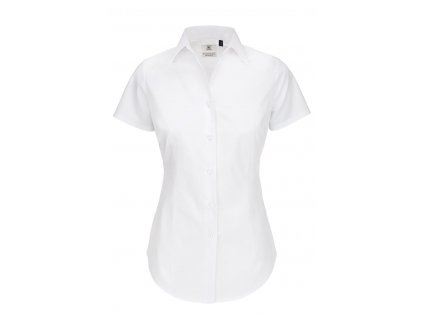 B&C | Black Tie SSL /women Popelínová elastická blúzka s krátkym rukávom_01.0P24 (Farba white, Veľkosť XS)
