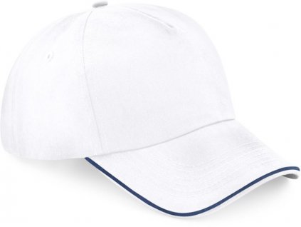 Beechfield | B25C 5 panelová šiltovka "Authentic Piped Peak"_53.025C (Farba white/french navy, Veľkosť onesize)