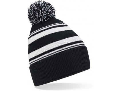 Beechfield | B473R Pletená čiapka s pruhmi "Fan"_53.473R (Farba black/white, Veľkosť onesize)