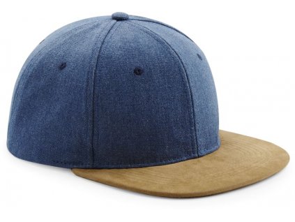 Beechfield | B668 6 panelová šiltovka "Suede Peak Snapback"_53.0668 (Farba denim blue, Veľkosť onesize)