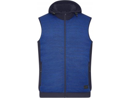 James & Nicholson | JN 1848 Pánska polstrovaná hybridná pletená fleecová vesta_02.1848 (Farba royal melange/navy, Veľkosť XS)