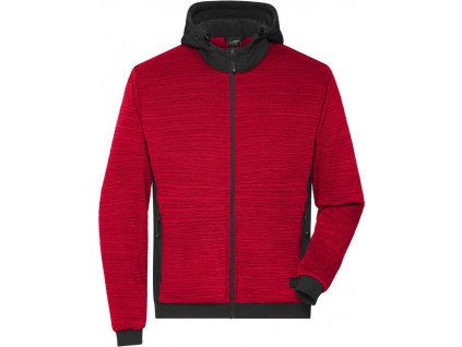 James & Nicholson | JN 1844 Pánska polstrovaná hybridná pletená fleecová bunda_02.1844 (Farba red melange/black, Veľkosť XS)