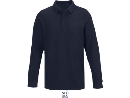 NEOBLU | Owen LSL Men Pánske piqué polo z ťažkej bavlny s dlhým rukávom_24.4396 (Farba night blue, Veľkosť M)