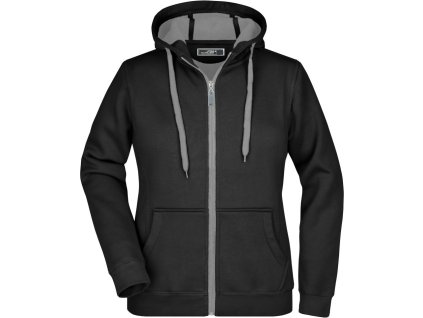 James & Nicholson | JN 354 Dámska mikina Doubleface_02.0354 (Farba black/carbon, Veľkosť S)