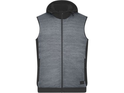 James & Nicholson | JN 1848 Pánská polstrovaná hybridná pletená fleecová vesta_02.1848 (Farba carbon melange/black, Veľkosť XS)