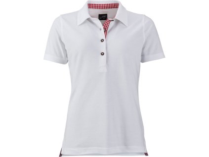 James & Nicholson | JN 715 Dámske piqué polo v tradičnom krojovom vzhľade_02.0715 (Farba white/red white, Veľkosť S)