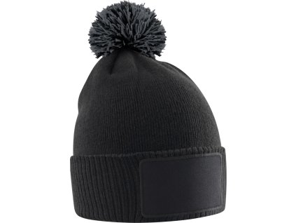 Beechfield | B 443B Detská pletená čiapka s brmbolcom "Snowstar"_53.443B (Farba black/graphite grey, Veľkosť onesize)