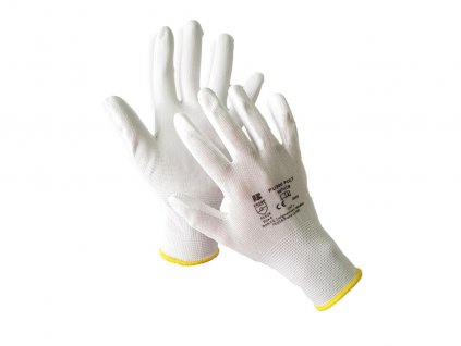 Máčané polyuretánové rukavice PU300 POLY WHITE