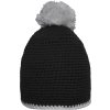 Myrtle Beach | MB 7964 Háčkovaná čiapka s kontrastným lemom a brmbolcom_03.7964 (Farba black/light grey, Veľkosť onesize)