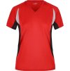James & Nicholson | JN 390 Dámske bežecké tričko s výstrihom do V_02.039 (Farba red/black, Veľkosť S)