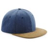 Beechfield | B668 6 panelová šiltovka "Suede Peak Snapback"_53.0668 (Farba denim blue, Veľkosť onesize)