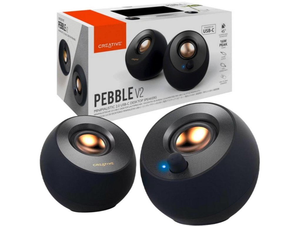 Creative Pebble V2 USB-C počítačové reproduktory Černá