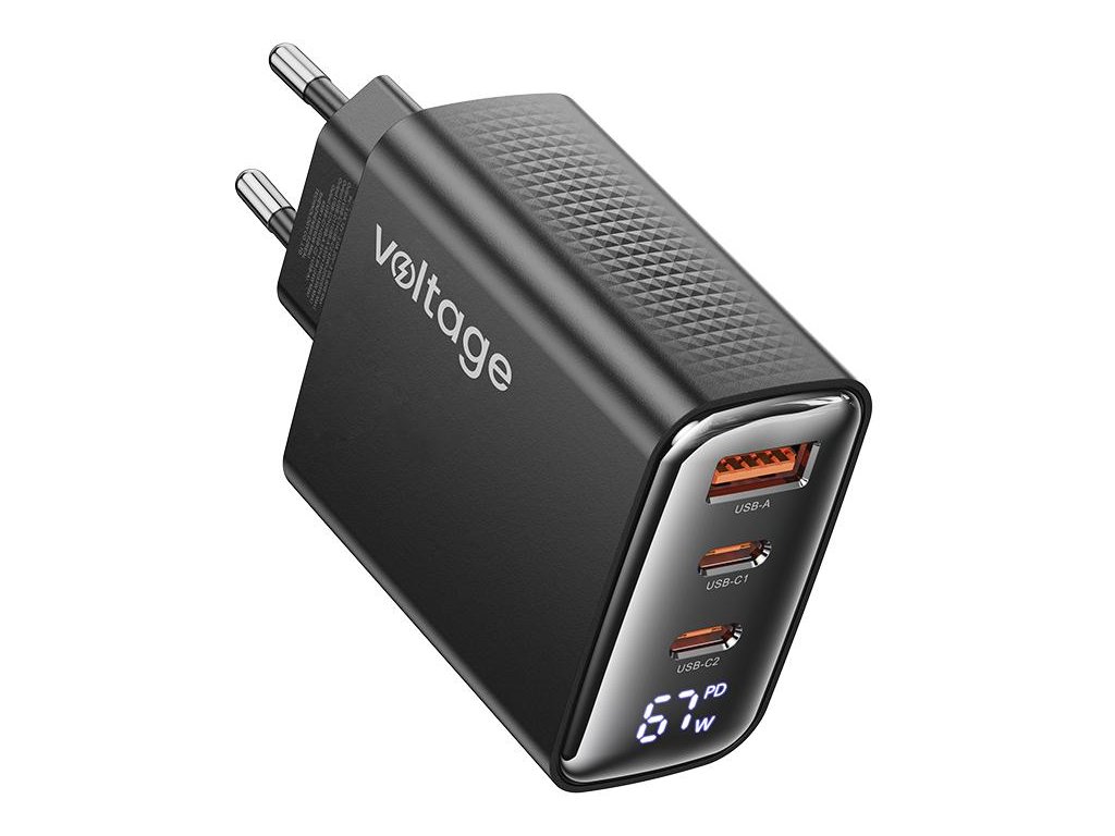 adowarka sieciowa voltage gan charger mini 33w pd 30 qc 30 usba usbc digital display czarna dd8a62aee4ec4