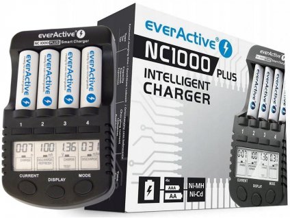 Procesorová nabíječka baterií EverActive NC-1000 PLUS pro dobíjecí baterie AA/AAA