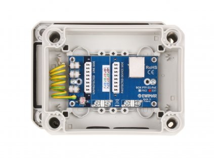 Venkovní přepěťová ochrana řady IP EXTREME s ochranou PoE EWIMAR BOX-2-PTF-51-EXT/PoE