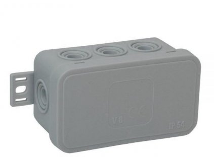 Povrchová krabice prázdná 8 přívodů VIPLAST V8 klik šedá IP54 80x45x41mm 038-03