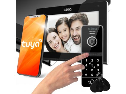 EURA VDP-97C5 VIDEODOMOFON černý, 7" lcd, wi-fi, čtečka přiblížení, Tuya