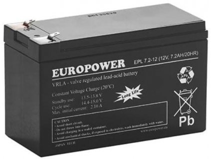 Baterie EUROPOWER řady EPL 12V 7,2Ah T1