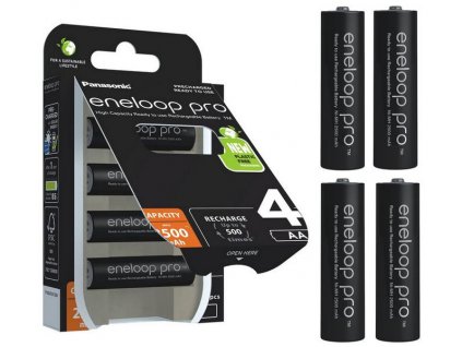 Nabíjecí baterie Panasonic Eneloop PRO R6/AA 2500mAh Ni-MH BK-3HCDE/4BE - 4 kusy (blistr)