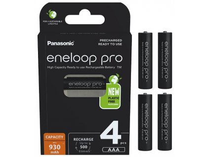 Nabíjecí baterie Panasonic Eneloop PRO R03/AAA 930mAh Ni-MH BK-4HCDE/4BE - 4 kusy (blistr)