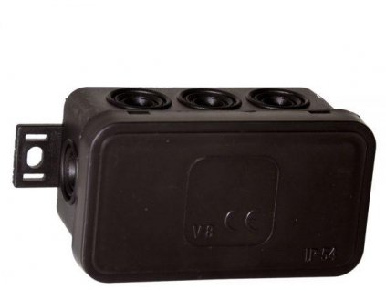Povrchová krabice prázdná 8 přívodů VIPLAST V8 klik černá IP54 80x45x41mm 038-05