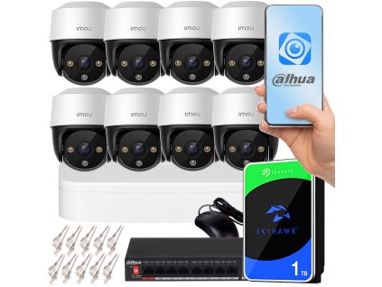 Sada 8 4MPx PoE PTZ kamer pro dohled Imou