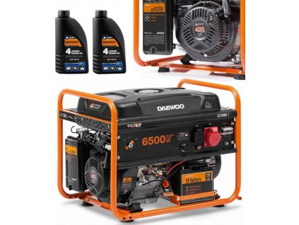 DAEWOO GENERÁTOR GDA 7500E-3 6,0 kW + 2x OLEJ GENERÁTOR SAE 10W-30 DWO 600