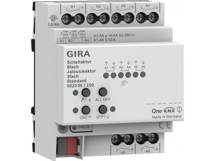 GIRA KNX Spínací/zaslepovací aktor 6-kanálový Standard 5023 00 | Gira One